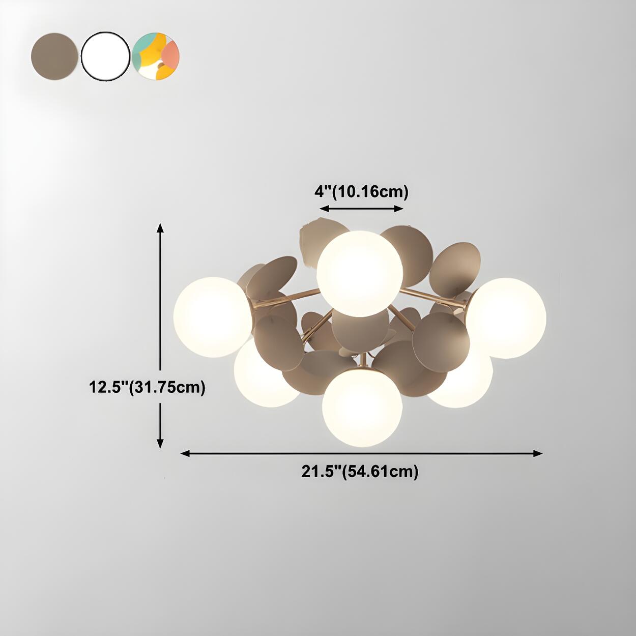 Nordic White Glass Bubble Semi-Flush Mount Ceiling Lamp