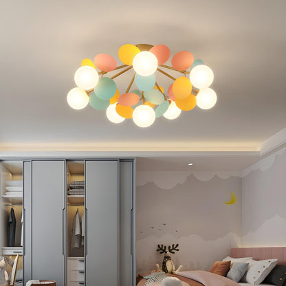 Nordic White Glass Bubble Semi-Flush Mount Ceiling Lamp