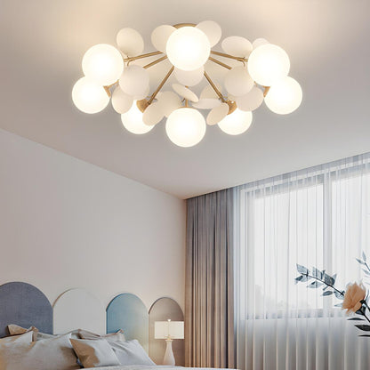 Nordic White Glass Bubble Semi-Flush Mount Ceiling Lamp