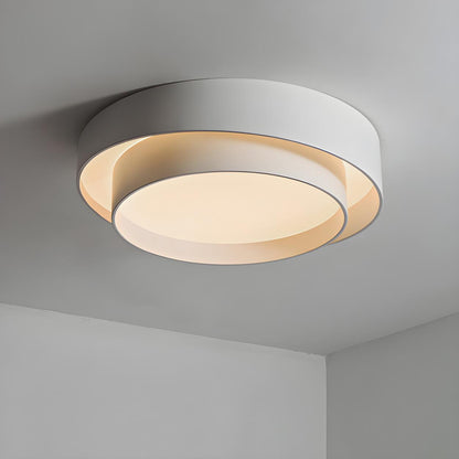 Nordic White Layered Drum LED Flush Mount Ceiling Light