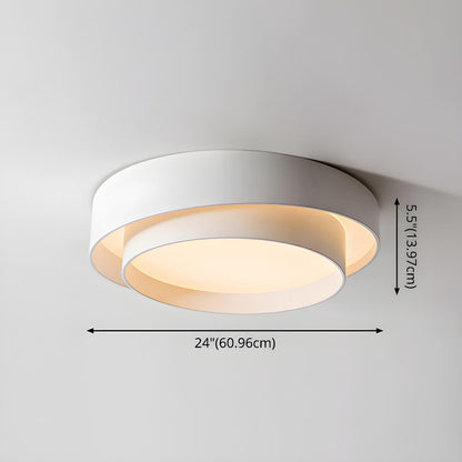 Nordic White Layered Drum LED Flush Mount Ceiling Light