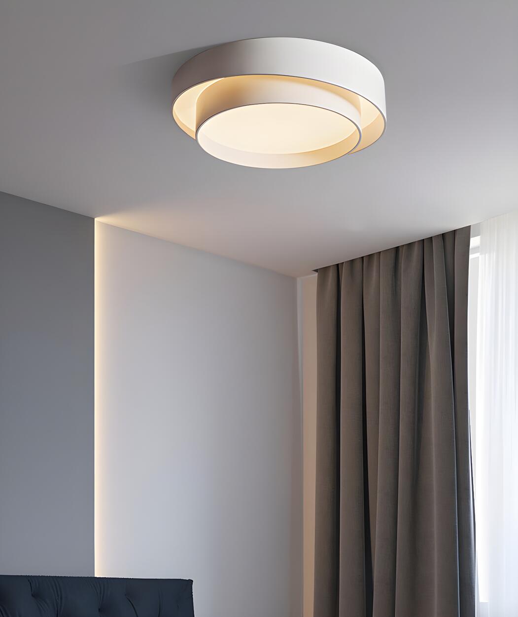 Nordic White Layered Drum LED Flush Mount Ceiling Light