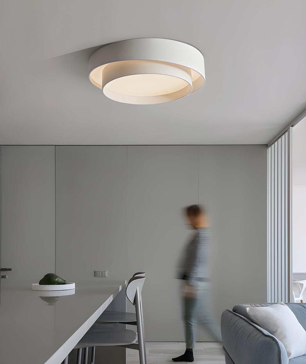 Nordic White Layered Drum LED Flush Mount Ceiling Light