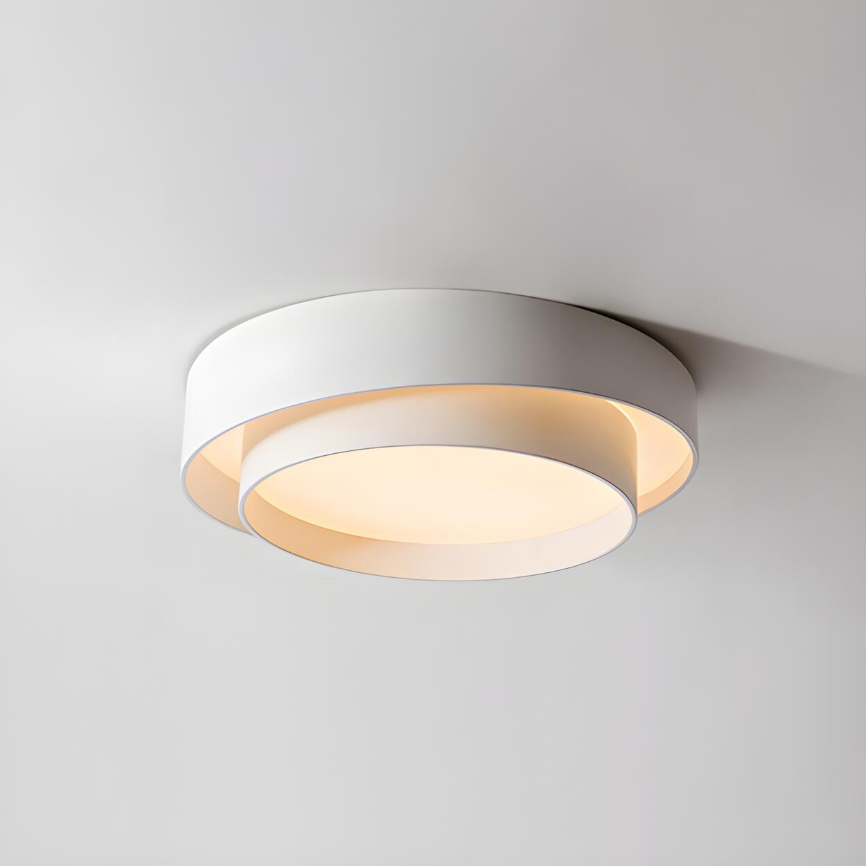 Nordic White Layered Drum LED Flush Mount Ceiling Light