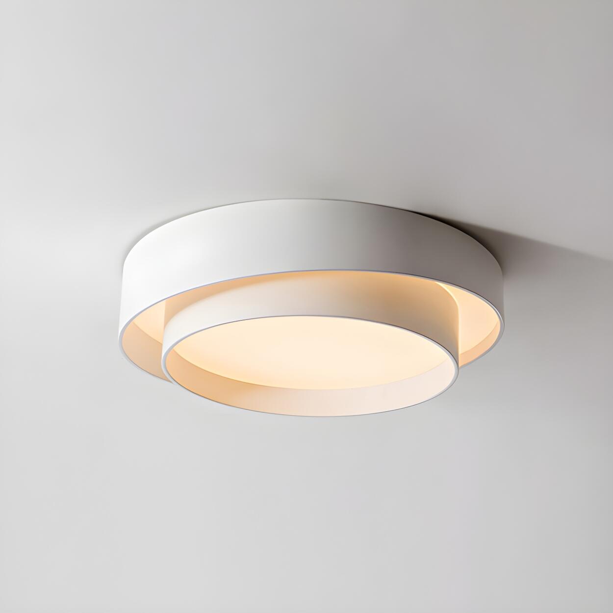 Nordic White Layered Drum LED Flush Mount Ceiling Light