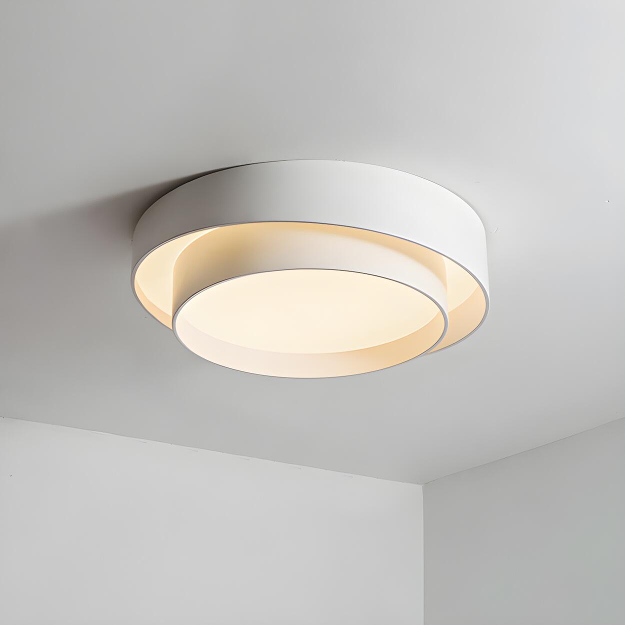 Nordic White Layered Drum LED Flush Mount Ceiling Light