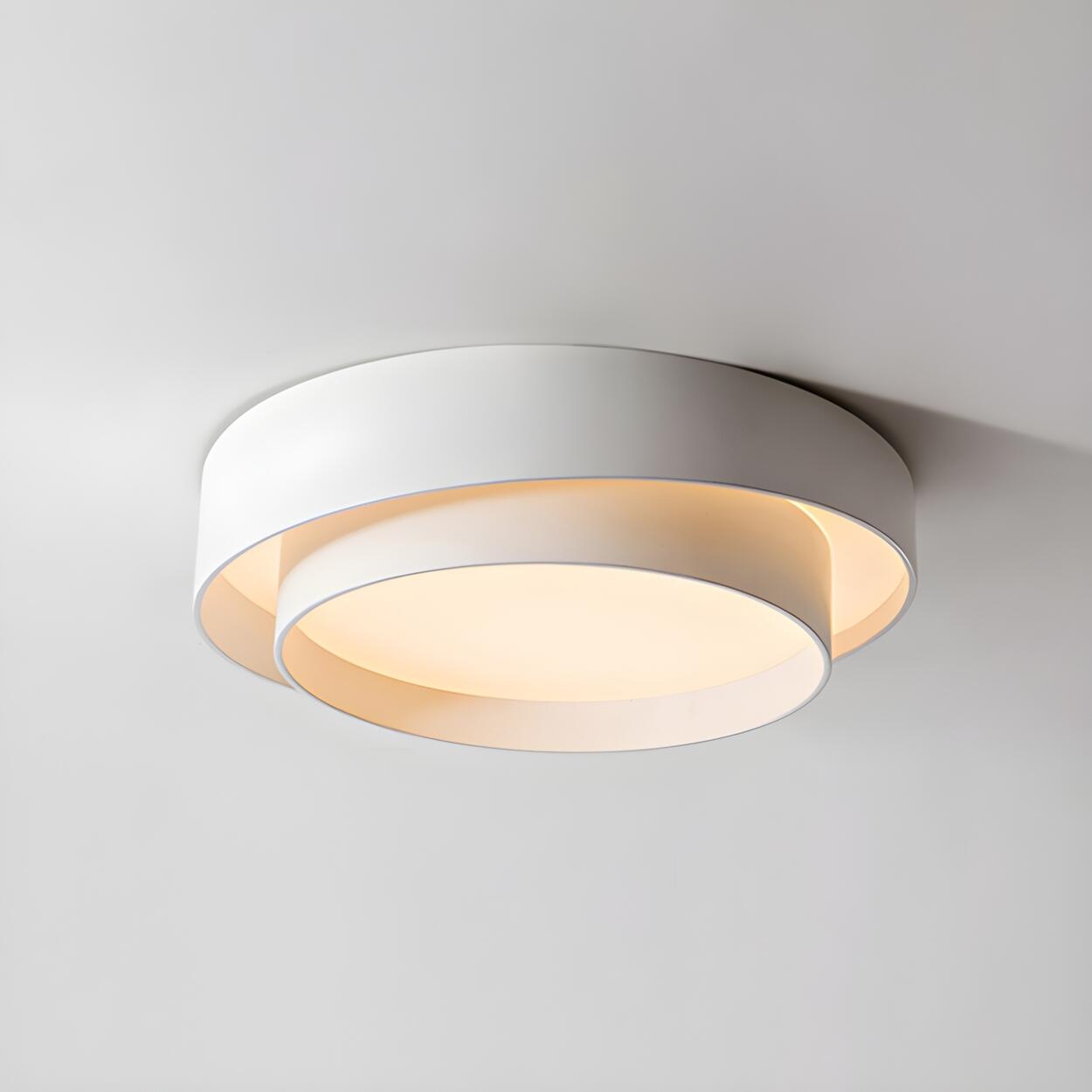 Nordic White Layered Drum LED Flush Mount Ceiling Light