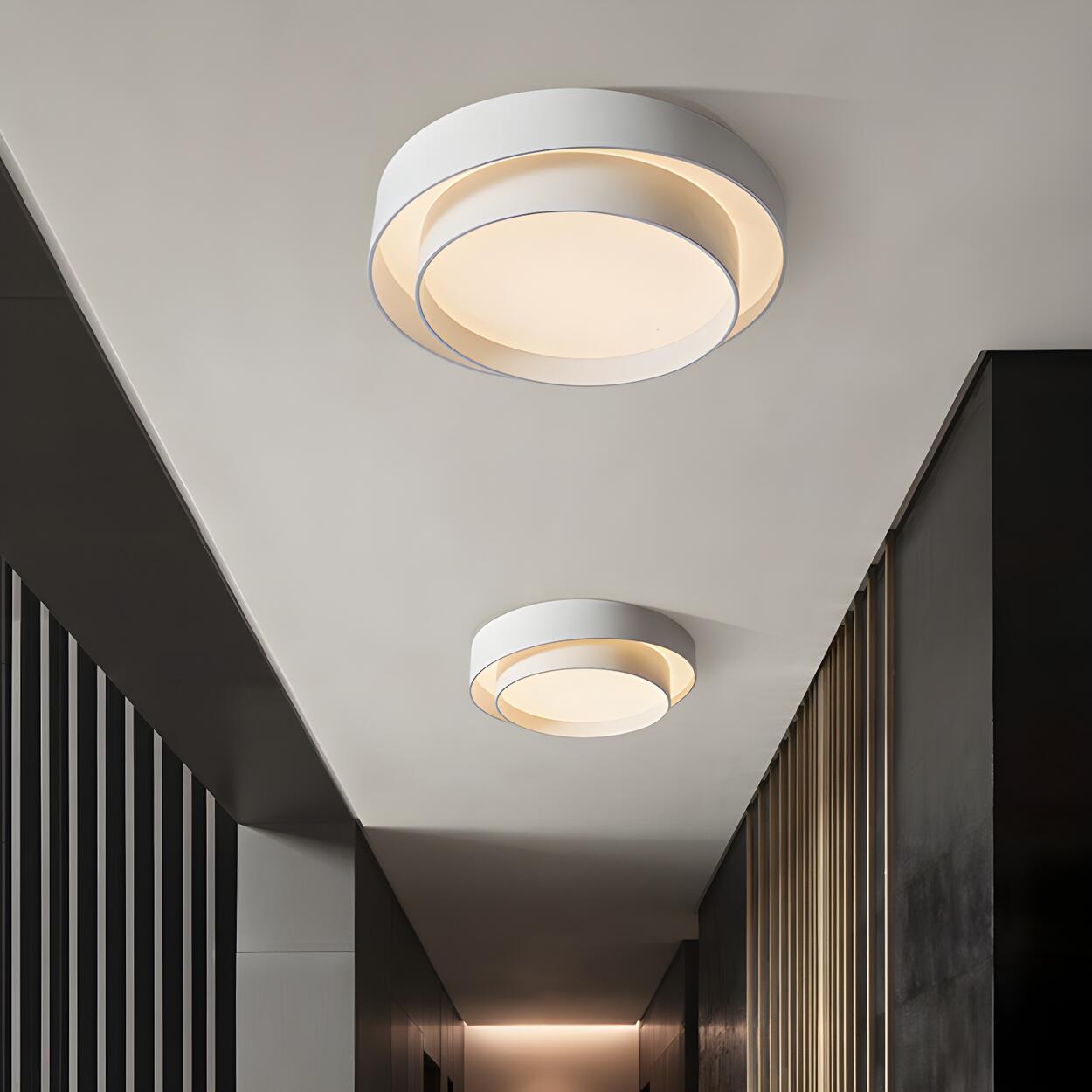 Nordic White Layered Drum LED Flush Mount Ceiling Light