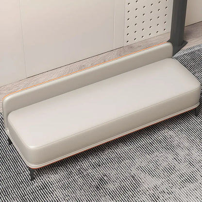 Off-White Faux Leather Cushioned Bedroom Bench with Leg