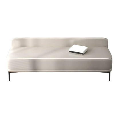 Off-White Faux Leather Cushioned Bedroom Bench with Leg