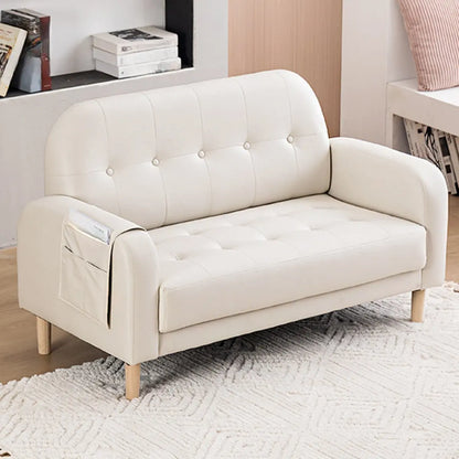 Off-White Square Arm Loose Back Tufted Arm Chair