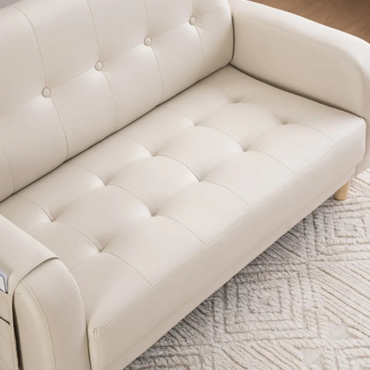 Off-White Square Arm Loose Back Tufted Arm Chair