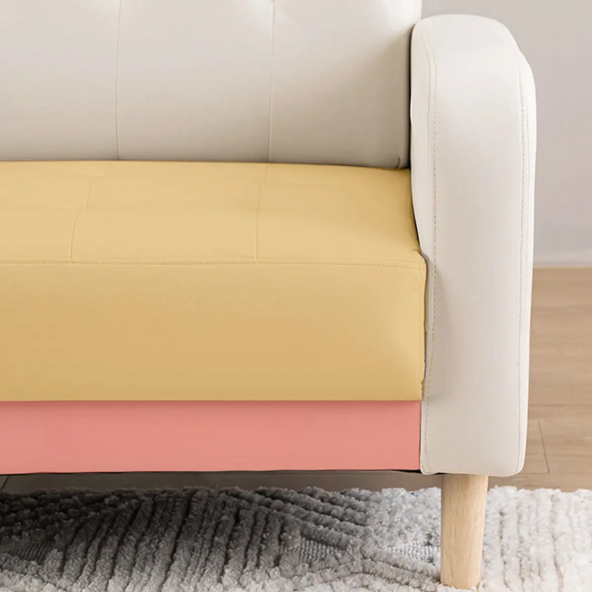 Off-White Square Arm Loose Back Tufted Arm Chair