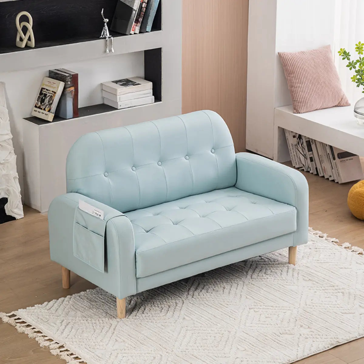 Off-White Square Arm Loose Back Tufted Arm Chair