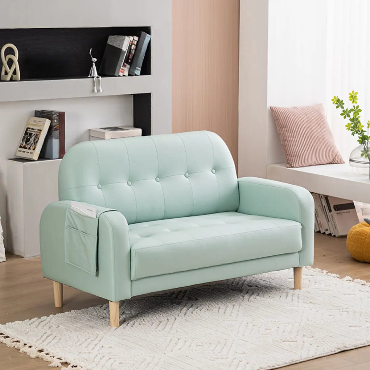 Off-White Square Arm Loose Back Tufted Arm Chair