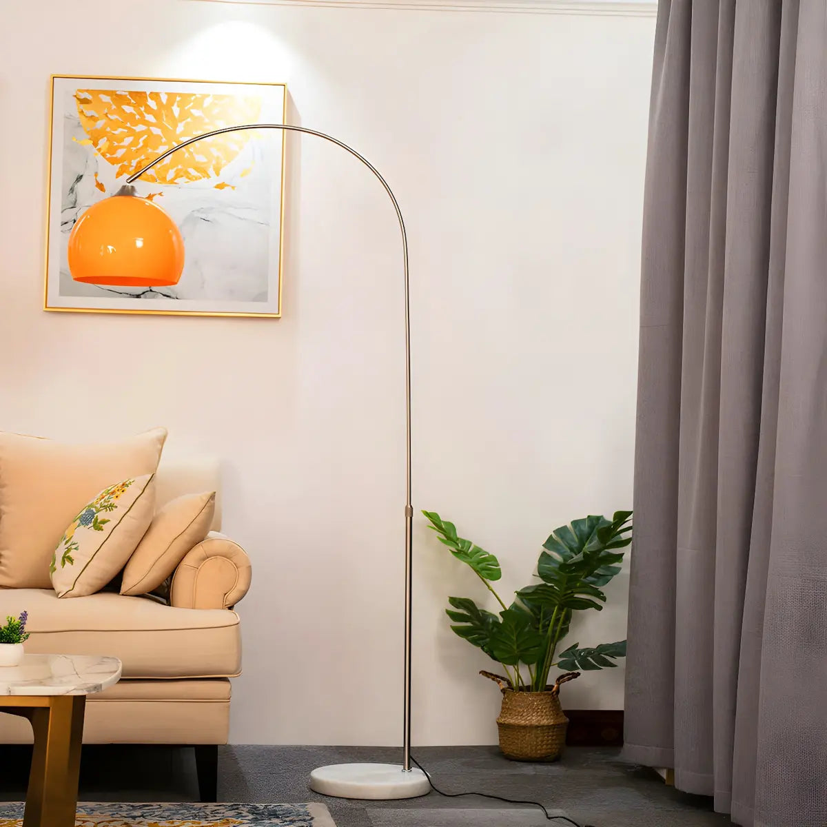 Orange Dome Modern Arched Metal LED Floor Light