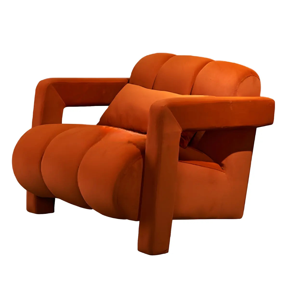 Orange Red Frosted Velvet Memory Foam Fill Arm Chair