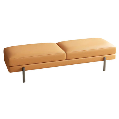 Orange Upholstered Short Bedroom Bench with Legs