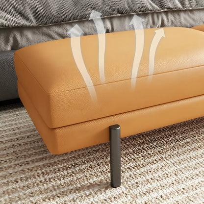 Orange Upholstered Short Bedroom Bench with Legs