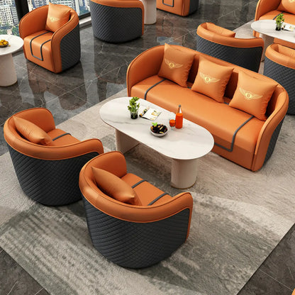 Orange Water Resistant Leather Patchwork Arm Chair