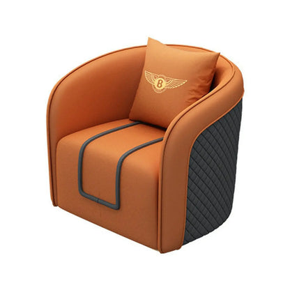 Orange Water Resistant Leather Patchwork Arm Chair