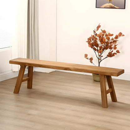 Oriental Natural Finish Wood Entryway Bench with Legs