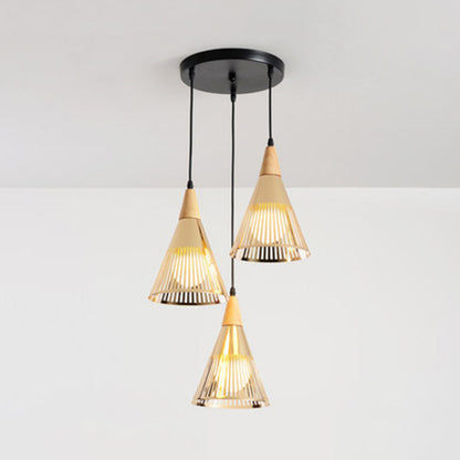 Post Modern Gold Conical Metal Cone Pendant Light