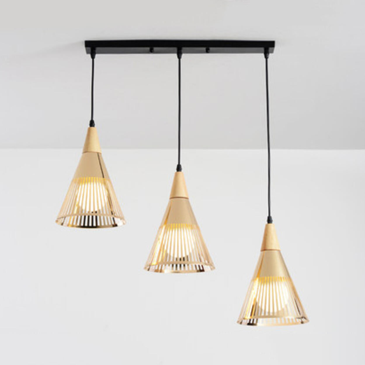 Post Modern Gold Conical Metal Cone Pendant Light