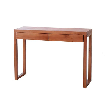 Rectangle Pine Caramel Storage Console Table with Shelves