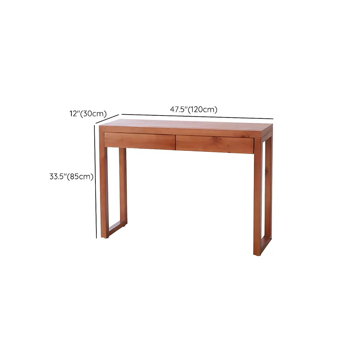 Rectangle Pine Caramel Storage Console Table with Shelves