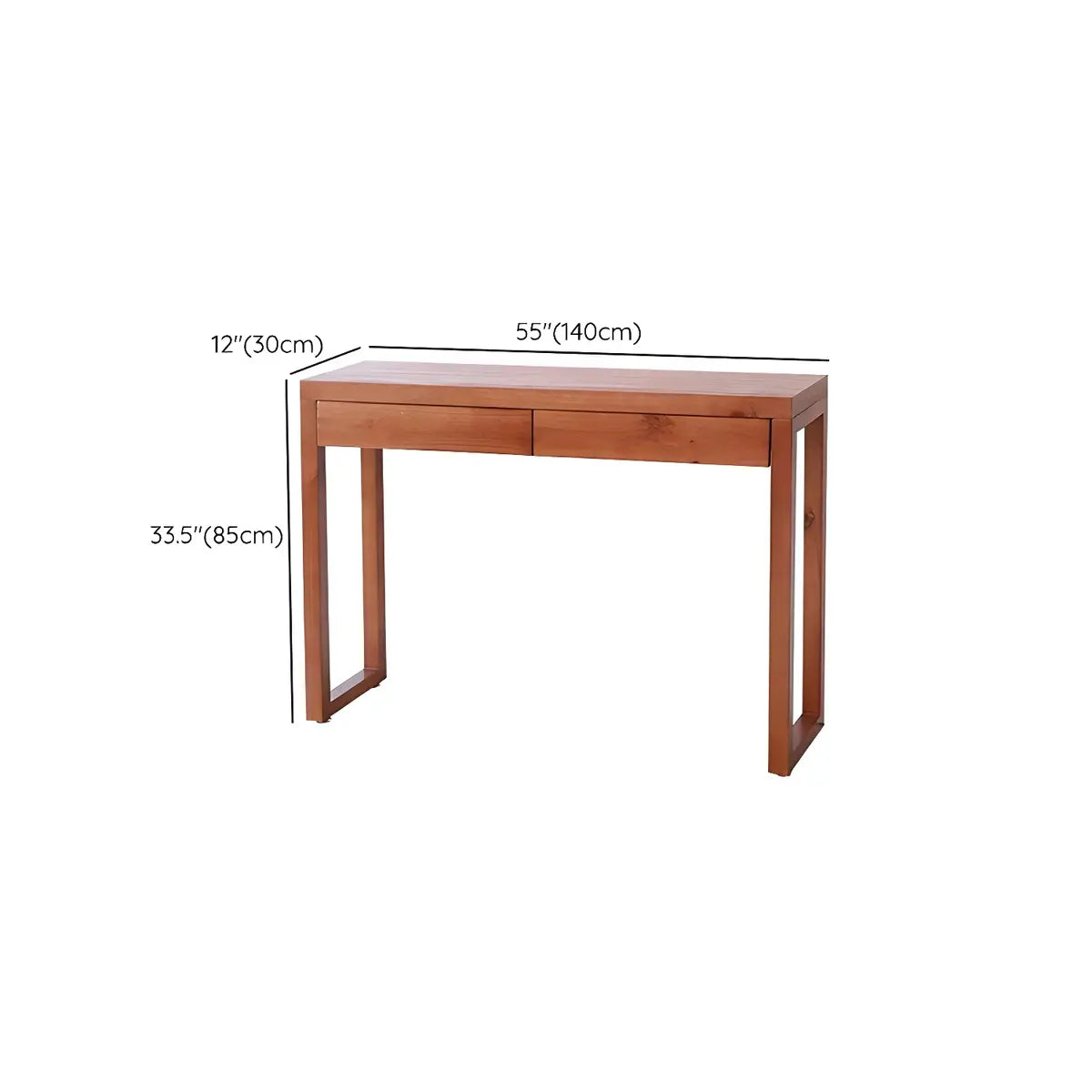 Rectangle Pine Caramel Storage Console Table with Shelves