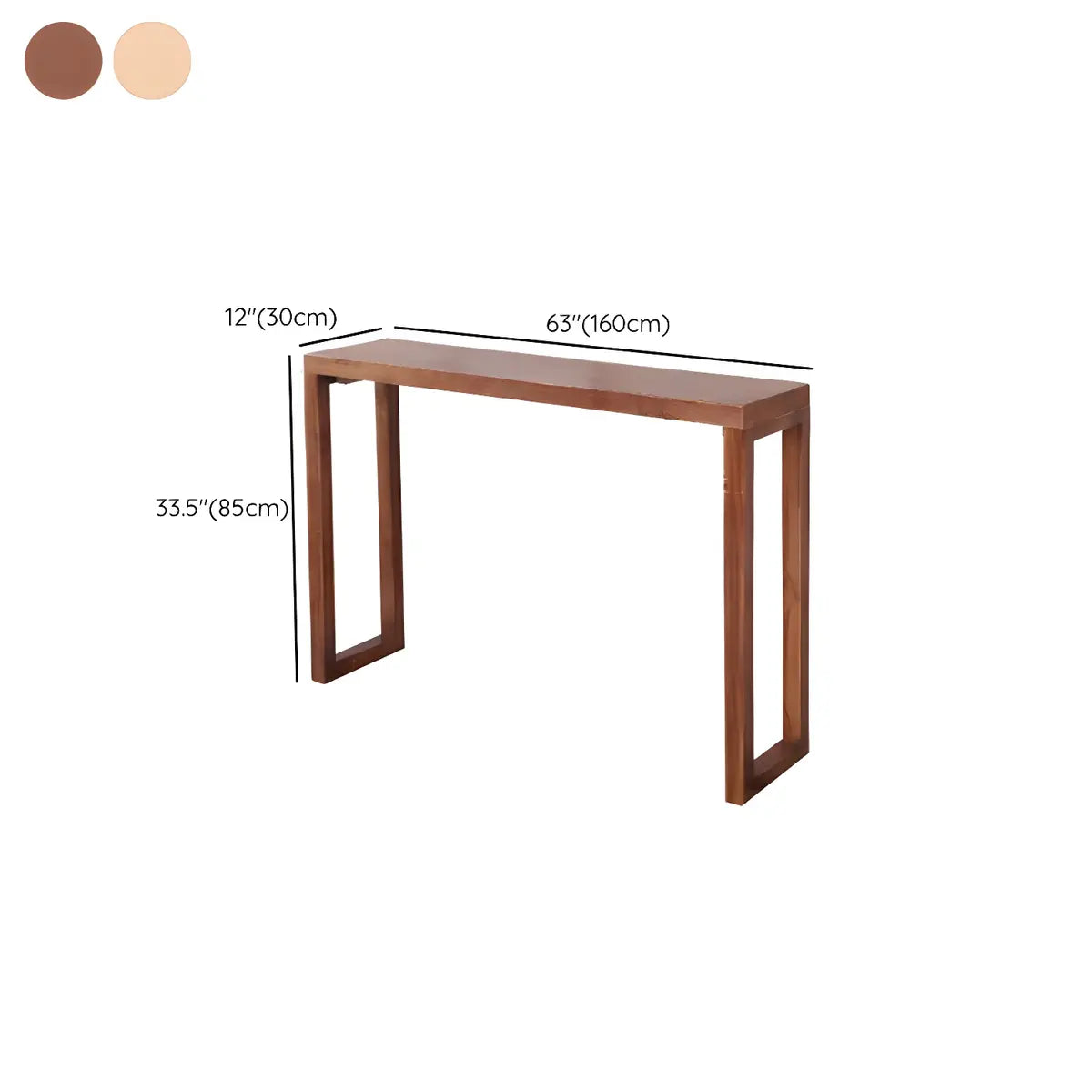 Rectangle Pine Caramel Storage Console Table with Shelves