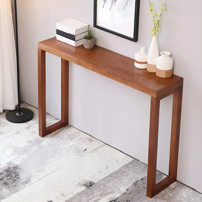 Rectangle Pine Caramel Storage Console Table with Shelves