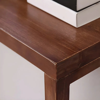 Rectangle Pine Caramel Storage Console Table with Shelves