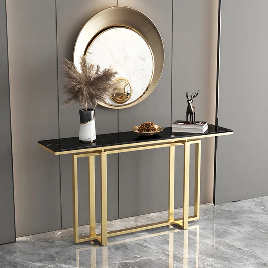 Rectangular Gold Marble Top Scratch Resistant Console Table