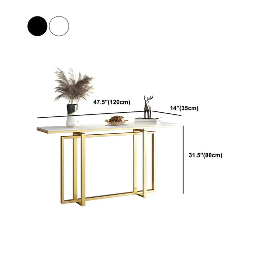 Rectangular Gold Marble Top Scratch Resistant Console Table