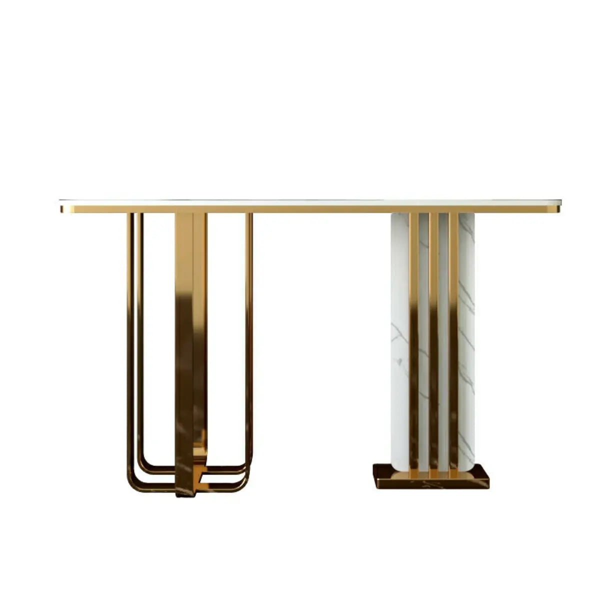 Rectangular Stone Gold Large Decorative Console Table