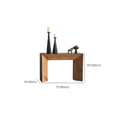 Rectangular Wood Black Double Pedestal Console Table