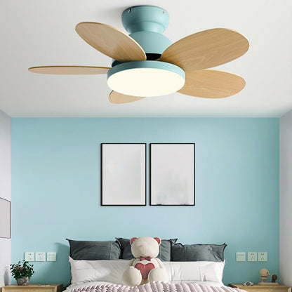 Remote Colorful 5 Blade LED Flush Ceiling Fan Light