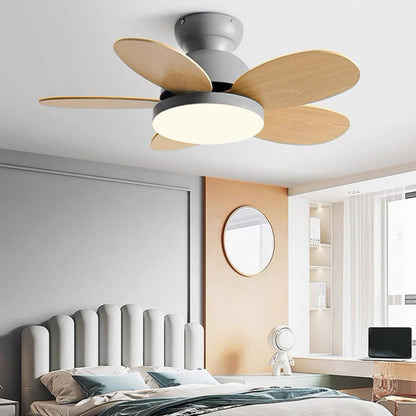 Remote Colorful 5 Blade LED Flush Ceiling Fan Light