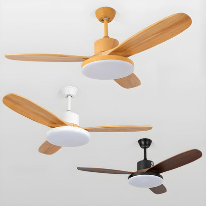 Remote Solid Wood 3 Blades LED Ceiling Fan with Light