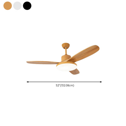 Remote Solid Wood 3 Blades LED Ceiling Fan with Light