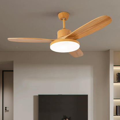 Remote Solid Wood 3 Blades LED Ceiling Fan with Light