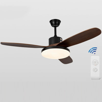 Remote Solid Wood 3 Blades LED Ceiling Fan with Light