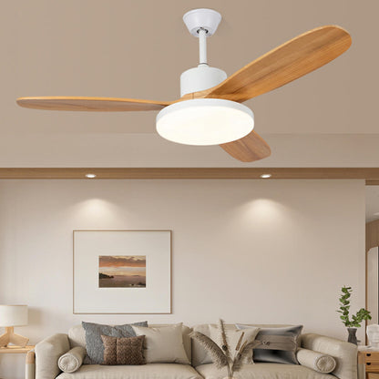 Remote Solid Wood 3 Blades LED Ceiling Fan with Light