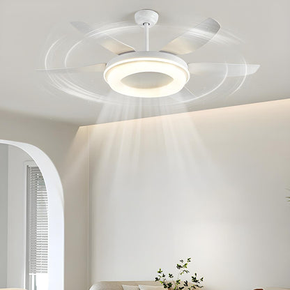 Remote White 6 Blade Modern Ceiling Fan with LED Light