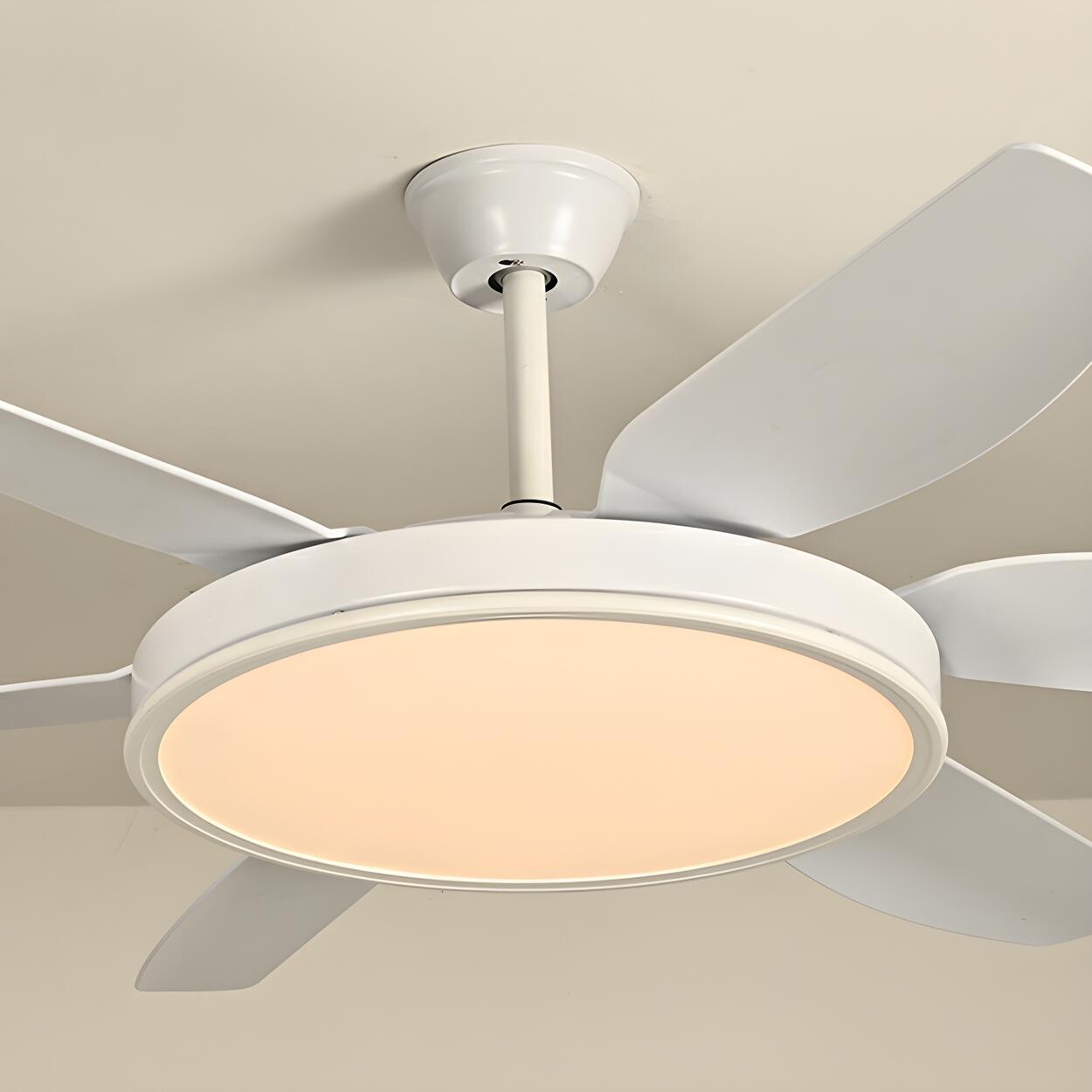 Remote White 6 Blade Modern Ceiling Fan with LED Light