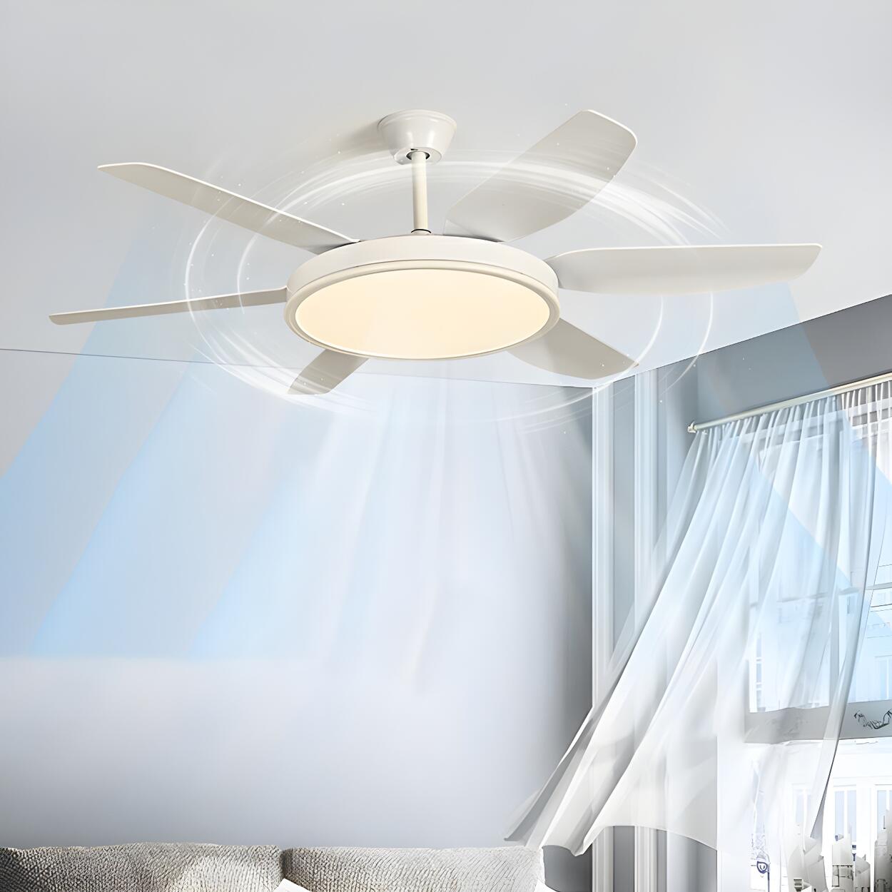 Remote White 6 Blade Modern Ceiling Fan with LED Light