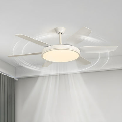 Remote White 6 Blade Modern Ceiling Fan with LED Light