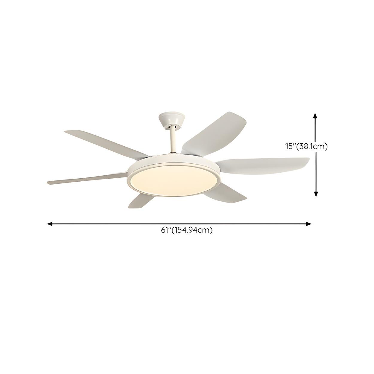 Remote White 6 Blade Modern Ceiling Fan with LED Light